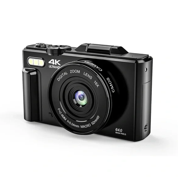 4K Ultra HD Digital Camera with Flip Screen - Black